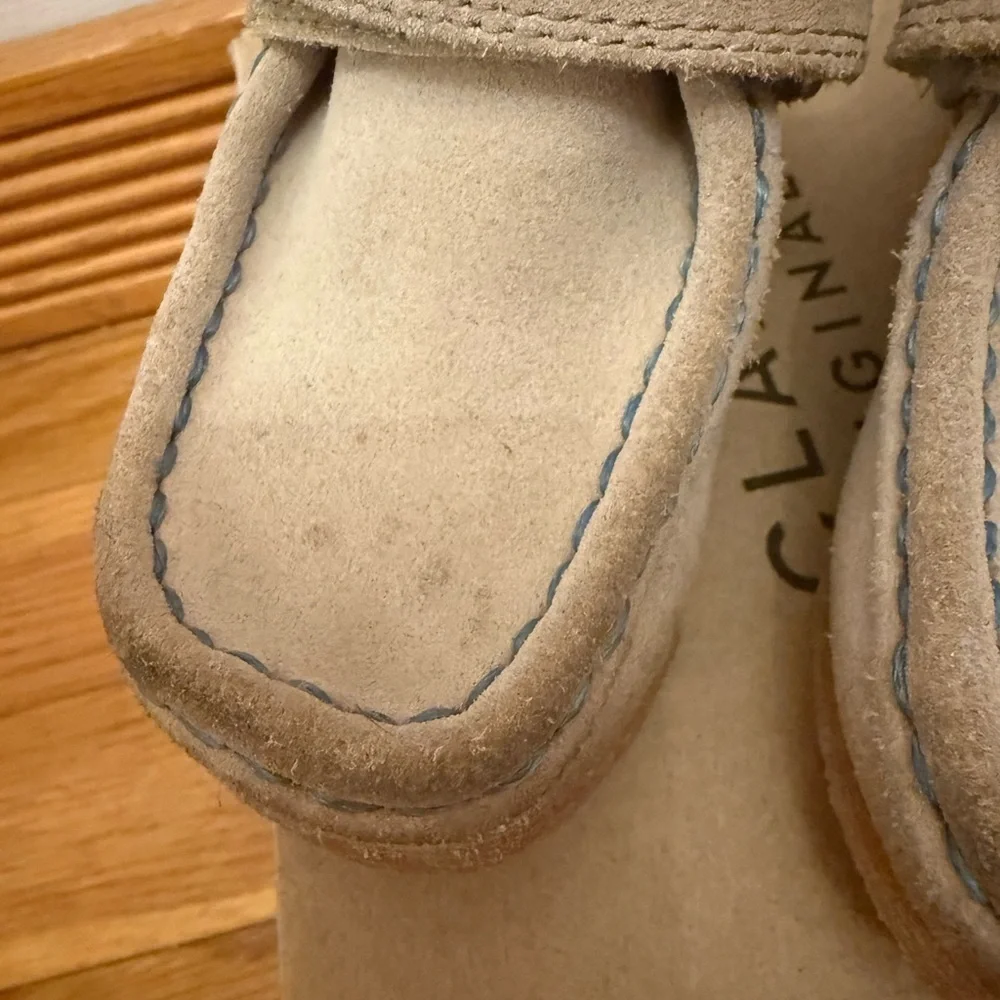 Clarks Originals Wallabee Boot Little Kids 7 Sand Combi EUC Tan Aqua